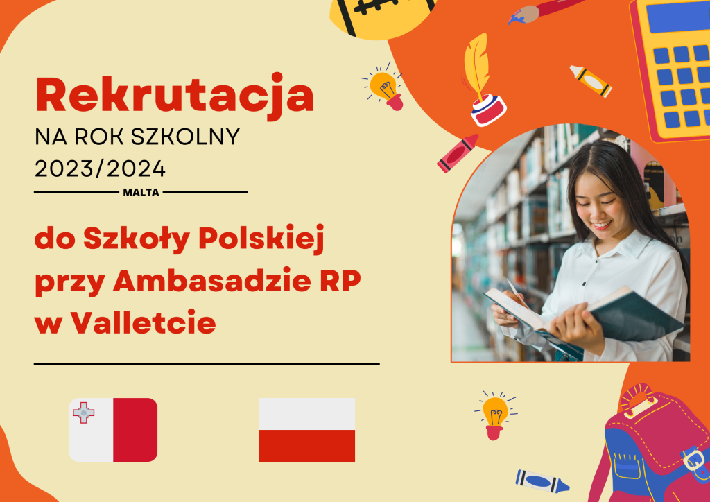 Rekrutacja do Szkoły Polskiej przy Ambasadzie RP w Valletcie na rok szkolny 2023/2024